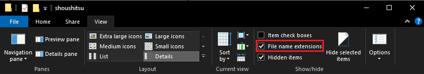 Image: File extensions Win10