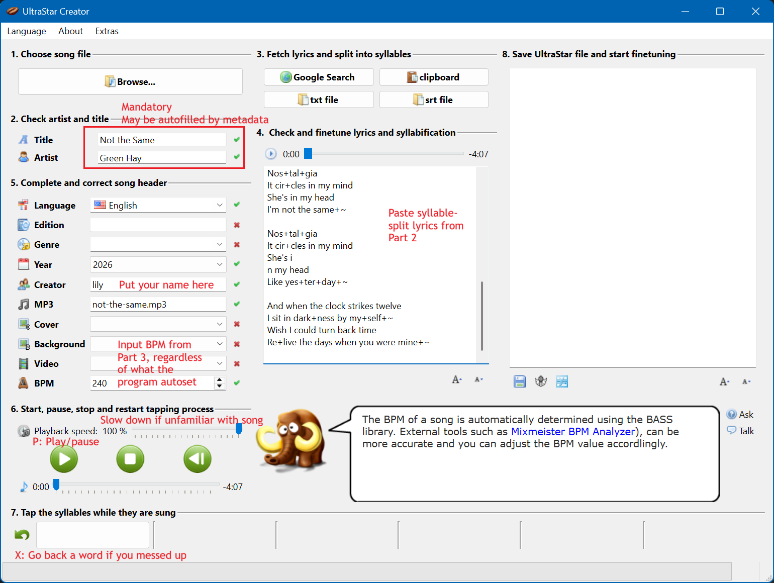Image: UltraStar-Creator data