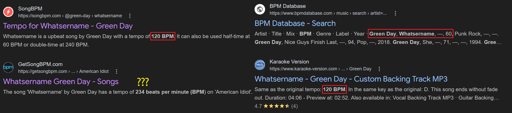 Whatsername's BPM